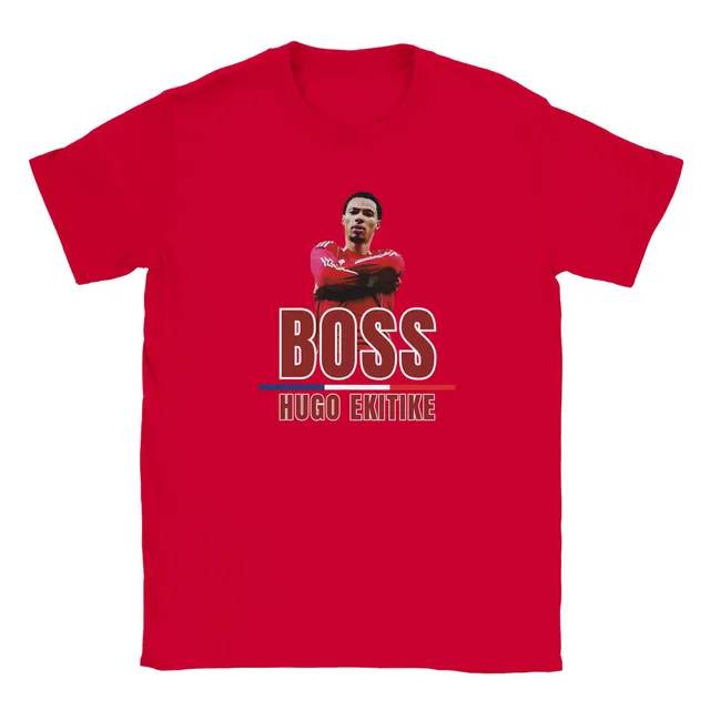 anfield-liverpool-hugo-ekitike-boss-t-shirt-baumwolle-unisex image 1