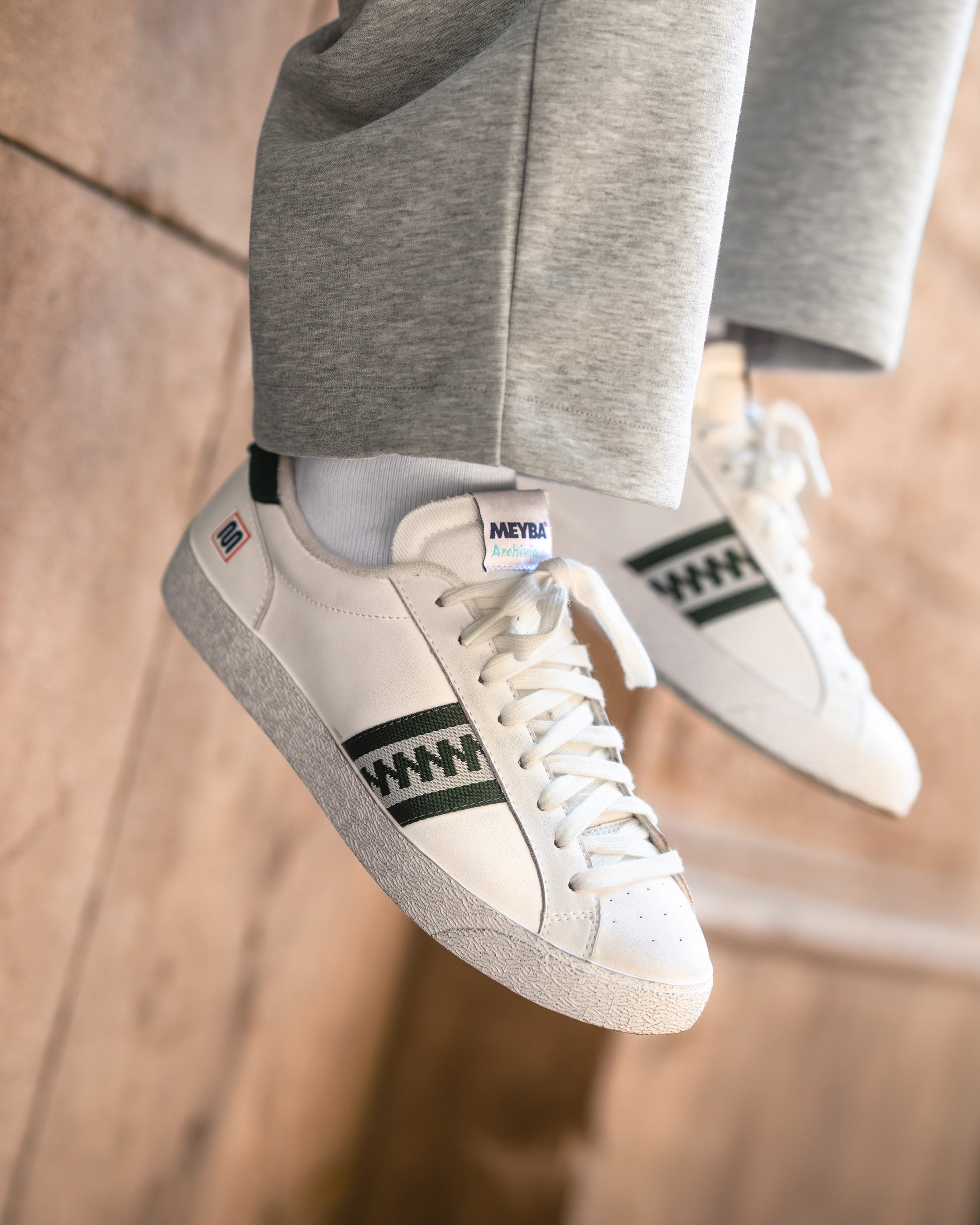 meyba-archivio-micro-leather-sneaker-wei-gr-n-leder image 2