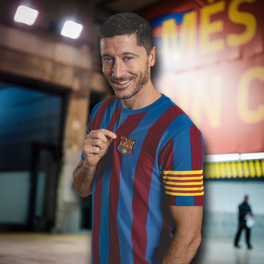 copa-fc-barcelona-kapit-n-retro-t-shirt-blau-rot-bio-baumwolle image 2
