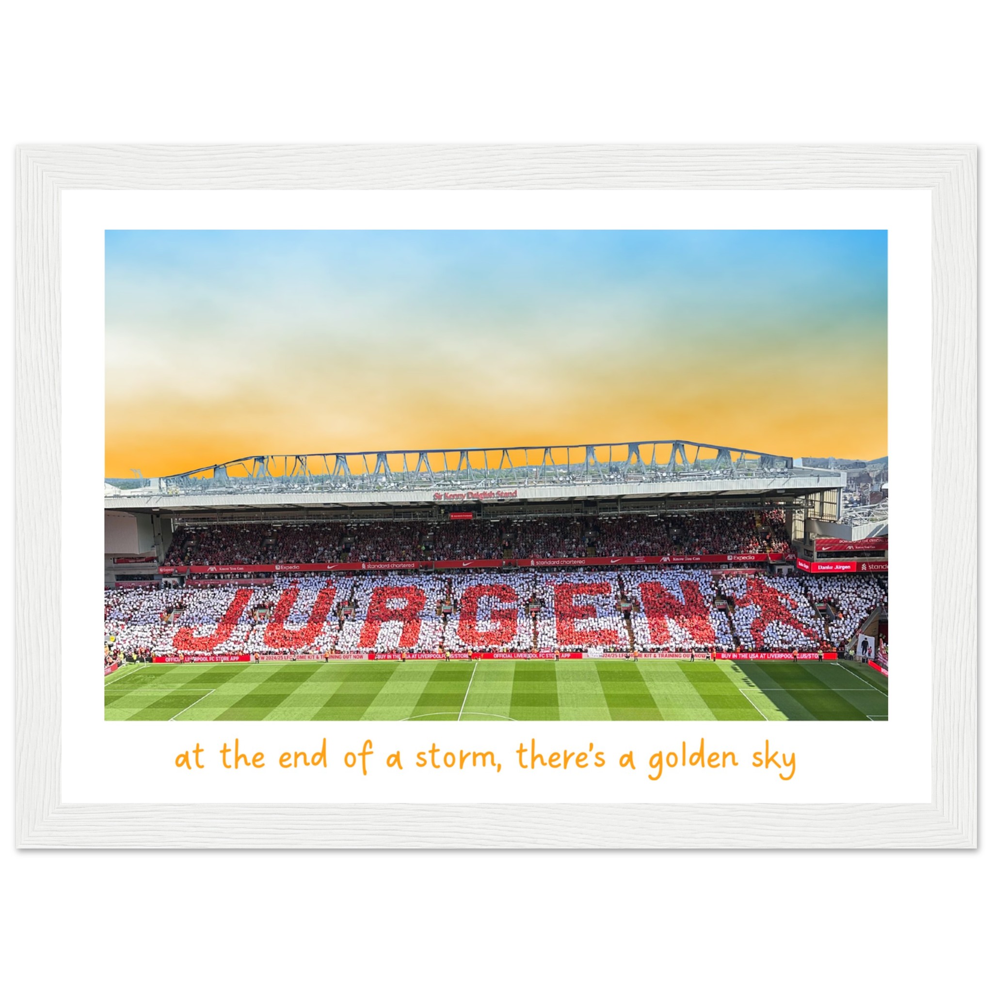 anfield-apparel-jurgen-s-golden-sky-poster-mit-rahmen image 2