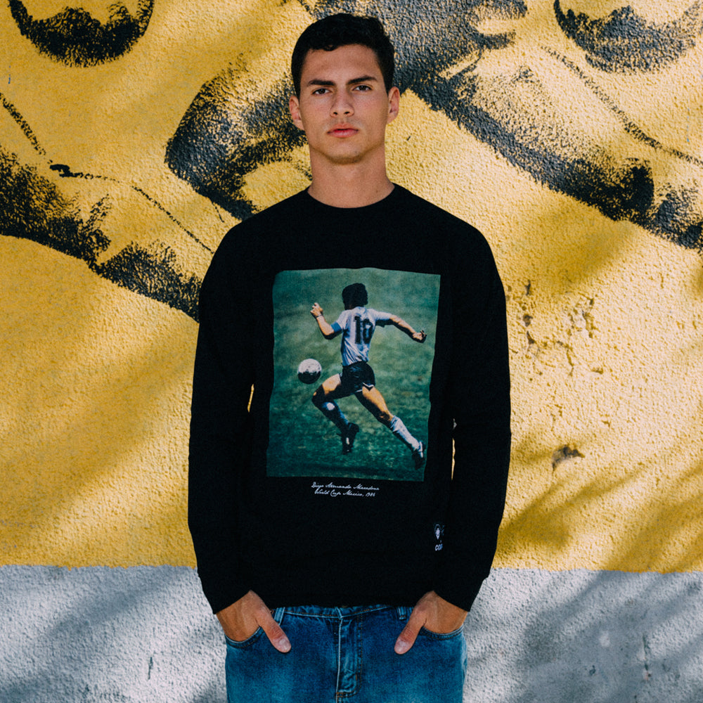 copa-classic-maradona-1986-weltmeister-pullover-schwarz-baumwolle image 2