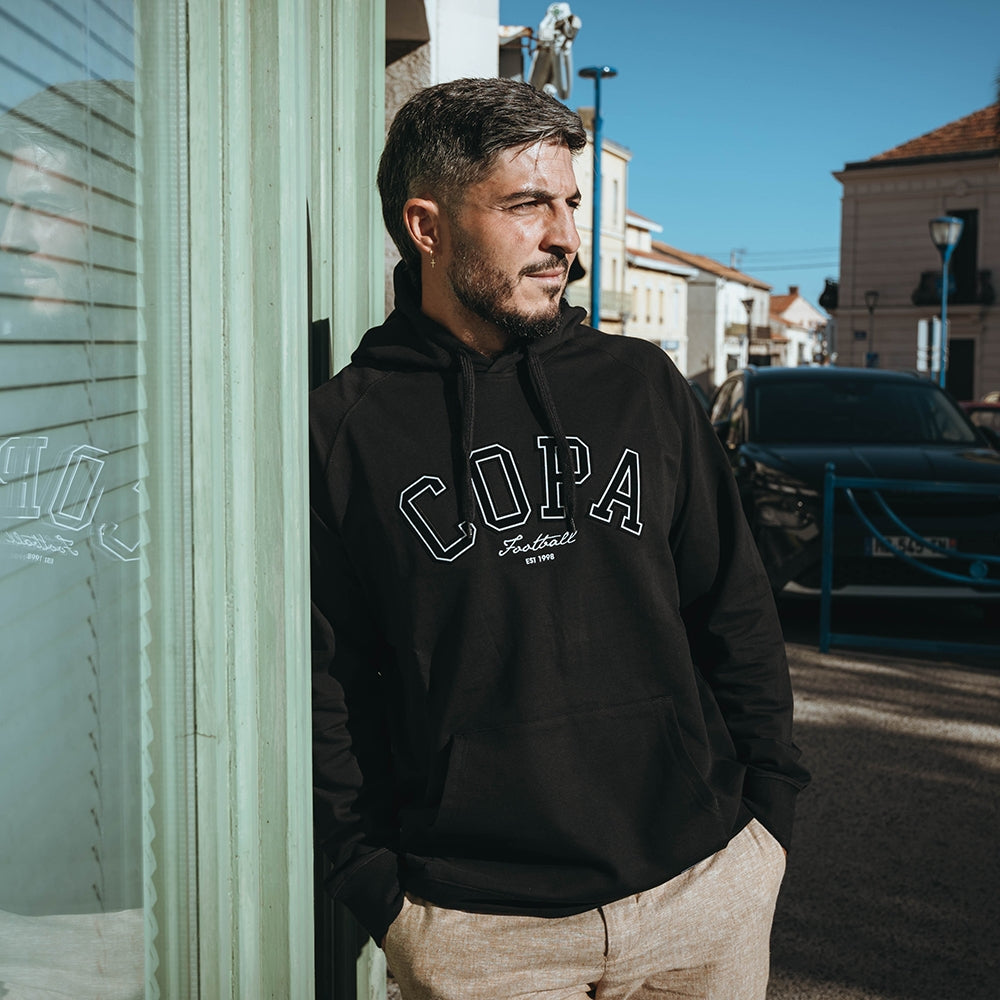 copa-classic-varsity-kapuzenpullover-hoodie-schwarz-baumwolle image 2