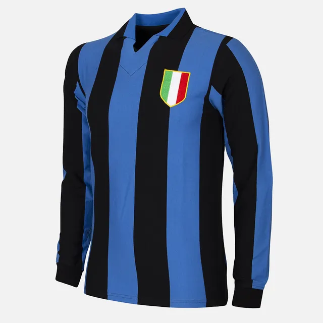 copa-retro-football-shirts-inter-1963-64-trikot-blau-schwarz-bio-baumwolle image 1