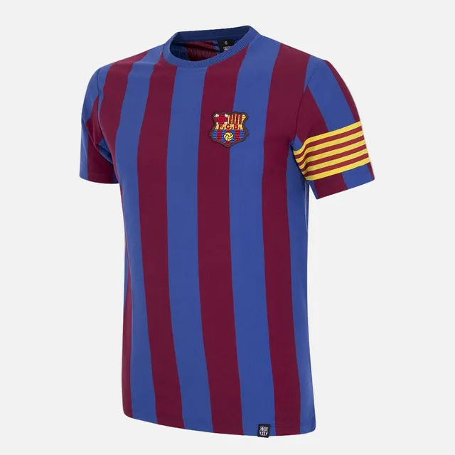 copa-fc-barcelona-kapit-n-retro-t-shirt-blau-rot-bio-baumwolle image 1